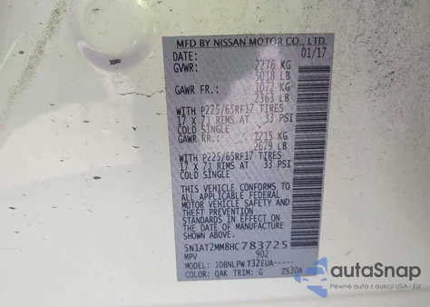 2017 Nissan Rogue S from USA, damaged, VIN 5N1AT2MM8HC783725